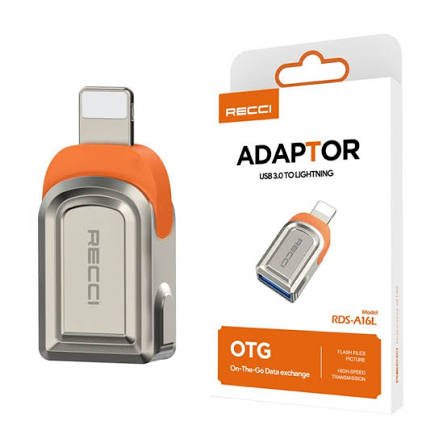 اشترِ محول Recci RDS-A16L Lightning OTG للآيفون والآيباد بمصر. سرعة نقل بيانات USB 3.0 تصل إلى 5Gbps وتصميم مدمج بأفضل سعر من KCS Store