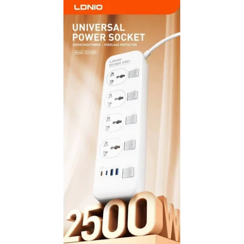 اشترِ مشترك LDNIO SC4408C بـ 4 منافذ AC و4 منافذ USB شحن سريع 20W. كابل 2 متر ومفاتيح مستقلة وبنية مقاومة للحريق بأفضل سعر في مصر من KCS Store.