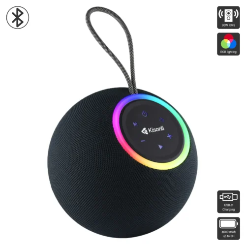 اشترِ سماعة بلوتوث Kisonli K6 بقدرة 30W وبطارية 4000mAh بمصر. تصميم كروي أنيق، صوت Bass قوي وشحن Type-C بأفضل سعر من KCS Store.