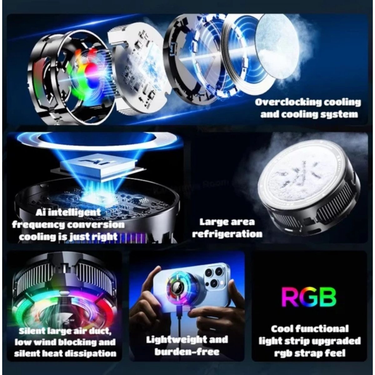 MEMO CX15 Digital Display Mobile Cooling Fan RGB Magnetic Phone Cooler مبرد موبايل بشاشة عرض درجة الحرارة لتحسين اداء الموبايل 4 اشتري مبرد هواتف MEMO CX15 بشاشة عرض الحرارة وتبريد TEC أشباه الموصلات قدرة 10W. أفضل مبرد للجيمينج ضد الحرارة وسقوط الفريمات بسعر مميز وتوصيل سريع في مصر.