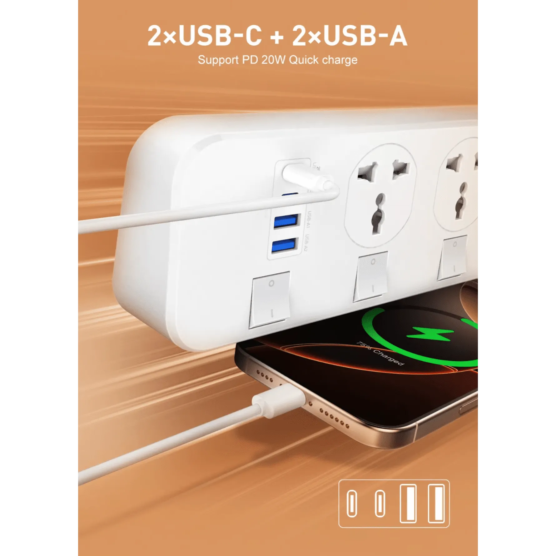 LDNIO SC4408C Extension Power Socket 4AC 2USB+2USB-C Power Strip مشترك كهرباء (4 مقابس تيار متردد + منفذي USB + منفذي USB-C) 5 اشترِ مشترك LDNIO SC4408C بـ 4 منافذ AC و4 منافذ USB شحن سريع 20W. كابل 2 متر ومفاتيح مستقلة وبنية مقاومة للحريق بأفضل سعر في مصر من KCS Store.