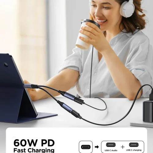 اسمع مزيكتك واشحن موبايلك في نفس الوقت! اشتري محول JOYROOM SY-C03 بقوة شحن سريعة 60W وسلك مضاد للقطع. خامات ألومنيوم فاخرة بأفضل سعر إكسسوارات موبايل في مصر!