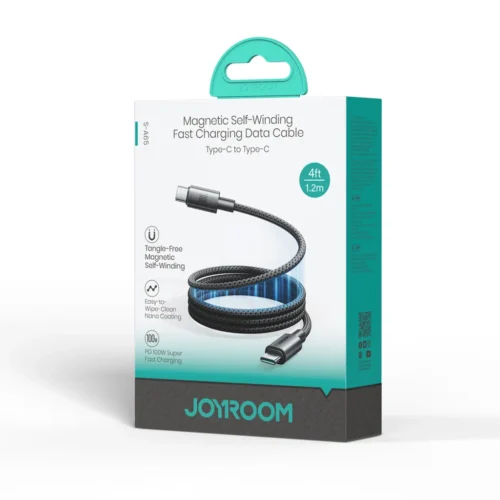 تخلص من تشابك الكابلات! اشتري كابل جويروم JOYROOM S-A65 MagEase ممغنط ذاتي اللف بقدرة 100W للابتوب والموبايل. قماش مضفر وقوة شحن فائقة بأفضل سعر إكسسوارات في مصر!