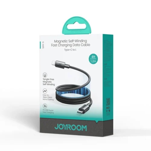 تخلص من تشابك كابلات الآيفون! اشتري كابل جويروم JOYROOM S-A65 MagEase ممغنط ذاتي التنظيم تايب سي للايتنينج بقدرة 30W. خامة قماش مضفر وقوة شحن آمنة بأفضل سعر في مصر!