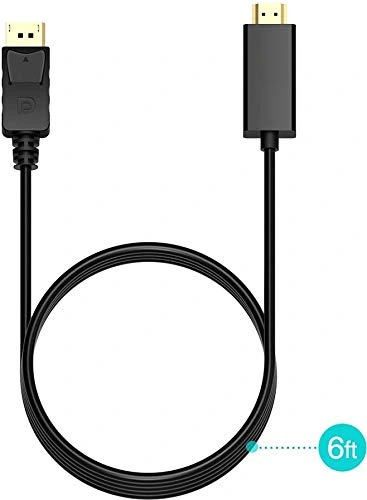 Be-Connected DisplayPort to HDMI Gold Plated Cable 1.8m length كابل تحويل دسبلاي إلى ات دي ام آي 7 وصل جهاز الكمبيوتر أو كارت الشاشة بجميع شاشات التلفزيون بتحويلة DisplayPort to HDMI. متوفر الآن بإصدارين: Full HD 1080p و 4K Ultra HD. كابل Be-Connected بطول 1.8 متر بأفضل سعر في مصر مع ضمان محلي!