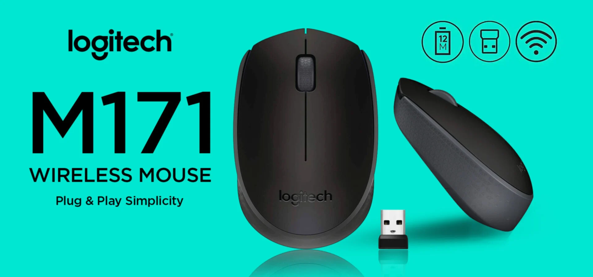 Logitech M171 Optical Sensor Tracking 1000 DPI Wireless Mouse 12-Month Battery ماوس وايرلس لوجيتيك خفيف الوزن ببطارية تدوم ١٢ شهر 5 احصل على ماوس لوجيتك اللاسلكي Logitech M171 خفيف الوزن (69 جم) ببطارية تدوم حتى 12 شهراً ومستقبل Nano USB. تصميم متين ومريح للمكاتب والطلاب بأفضل سعر في مصر!