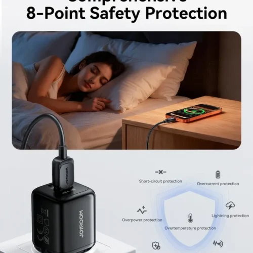 اشتري شاحن جويروم Joyroom JR-TG7 بقدرة 33 واط بمنفذين شحن سريع ومرفق معه كابل تايب سي 60 واط. حماية ذكية وسرعة فائقة لموبايلك بأفضل سعر في مصر!