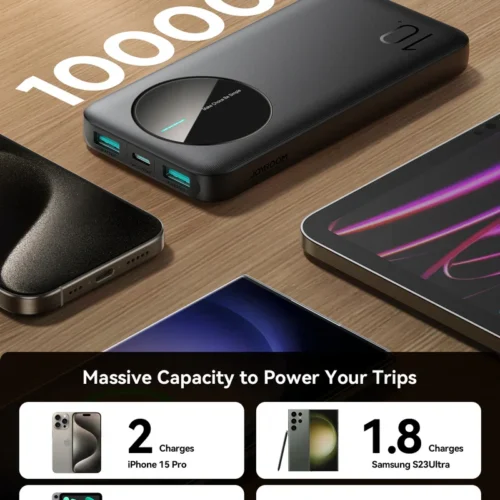 اشتري باور بنك Joyroom JR-PBF12 سعة 10000mAh بقدرة 22.5W وشحن سريع لـ 3 أجهزة معاً. خامات مقاومة للحرارة وأمان كامل بأفضل سعر في مصر.