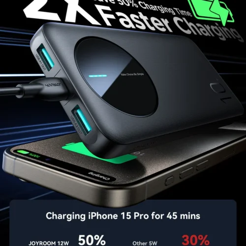 اشتري باور بنك Joyroom JR-PBF12 سعة 10000mAh بقدرة 22.5W وشحن سريع لـ 3 أجهزة معاً. خامات مقاومة للحرارة وأمان كامل بأفضل سعر في مصر.