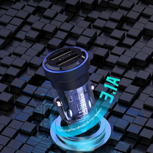 اشتري شاحن سيارة شفاف Recci RCC-N16 بقدرة 15.5W ومخرجين USB لشحن هاتفين في وقت واحد بشحن سريع وآمن بأفضل سعر وتوصيل سريع في مصر.
