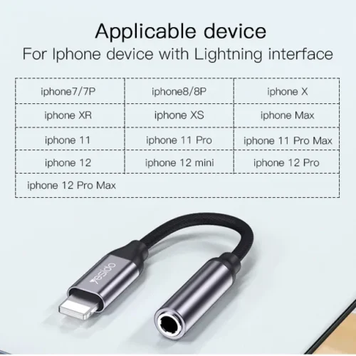 اشتري وصلة تحويل آيفون Yesido YAU21 الأصيلة من Lightning إلى مقبس AUX 3.5mm. صوت نقي وبدون تقطيع، خامات متينة من الألمنيوم، وتوافق تام مع أجهزة آبل بأفضل سعر في مصر!