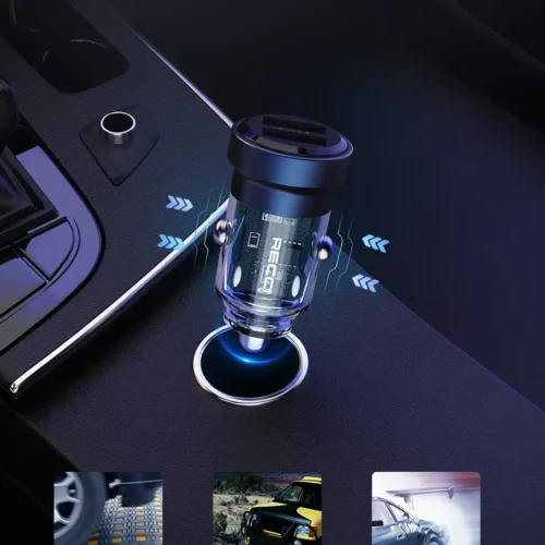 اشتري شاحن سيارة شفاف Recci RCC-N16 بقدرة 15.5W ومخرجين USB لشحن هاتفين في وقت واحد بشحن سريع وآمن بأفضل سعر وتوصيل سريع في مصر.