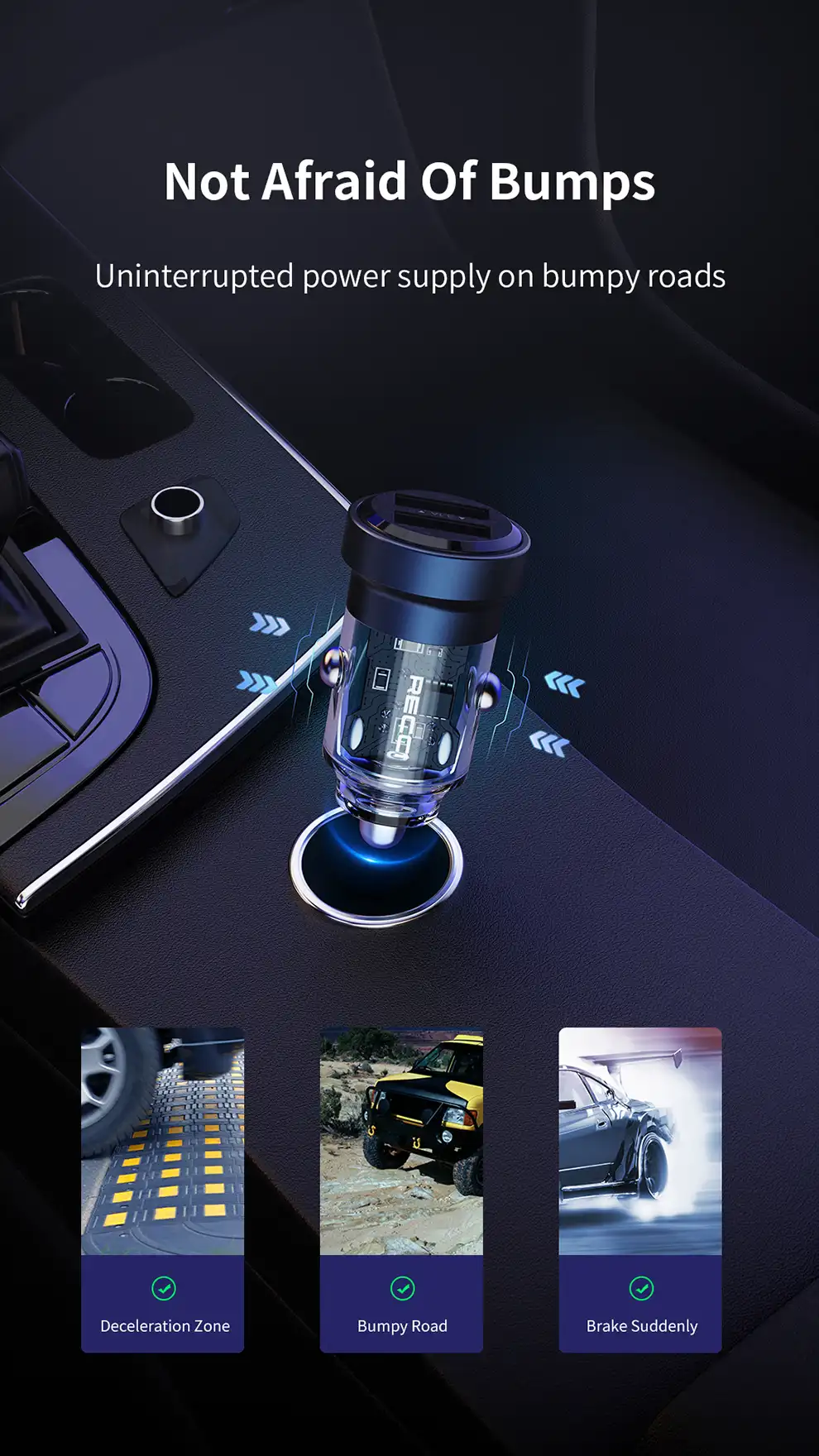 RECCI RCC-N16 15.5W DUAL PORTS TRANSPARENT CAR CHARGER شاحن موبايل للسيارة متعدد المنافذ بتصميم شفاف 7 اشتري شاحن سيارة شفاف Recci RCC-N16 بقدرة 15.5W ومخرجين USB لشحن هاتفين في وقت واحد بشحن سريع وآمن بأفضل سعر وتوصيل سريع في مصر.