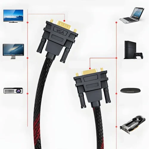 وصل كارت الشاشة أو الكمبيوتر بمخرج DVI-I (24+1) بشاشات والبروجكتور بمدخل VGA بوضوح 1080P Full HD. كابل Be-Connected بطول 1.8 متر برؤوس مطلية بالذهب DVI-I to VGA. اطلبه الآن بأفضل سعر في مصر!