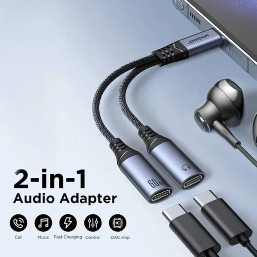 اسمع مزيكتك واشحن موبايلك في نفس الوقت! اشتري محول JOYROOM SY-C03 بقوة شحن سريعة 60W وسلك مضاد للقطع. خامات ألومنيوم فاخرة بأفضل سعر إكسسوارات موبايل في مصر!
