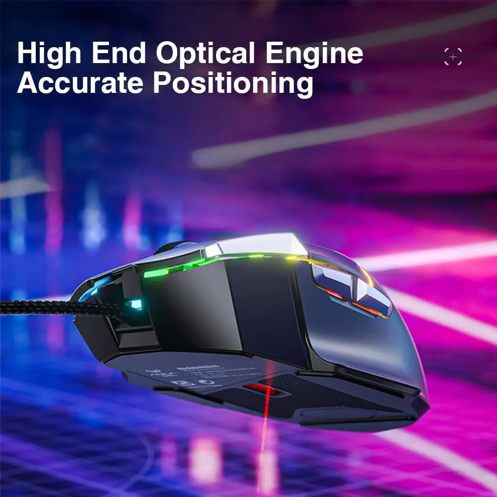 AULA S12 Pro USB Wired Rainbow Backlit Programmable 12800DPI With Side Buttons Gaming Mouse ماوس جيمنج سلكي بدقة تصل إلى ١٢٨٠٠ دي بي آي 5 اشتري ماوس الجيمينج الاحترافي AULA S12 Pro بدقة 12800DPI، 8 أزرار قابلة للبرمجة مع زر Fire Button المخصص، وإضاءة RGB. أفضل أداء وسعر اقتصادي للجيمرز في مصر!
