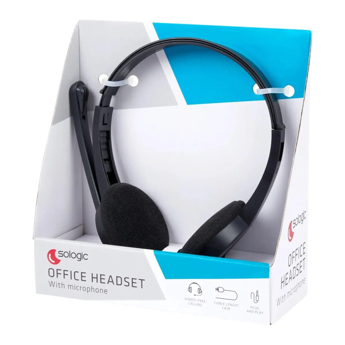 Sologic 3.5mm Jack Over-Ear Noise Cancelling Mic 1.8m Long Cable Headset Perfect For Office Calls سماعة هيدفون إحترافيه بمايك مدمج بخاصية عزل ضوضاء مناسبة لأعمال المكاتب و الإتصالات 2 اشتري سماعة Sologic الاحترافية بمدخل 3.5mm كابل 1.8 متر وميكروفون معزول للضوضاء. تصميم خفيف الوزن ومريح جداً للاجتماعات ومكالمات الكول سنتر بأفضل سعر في مصر!