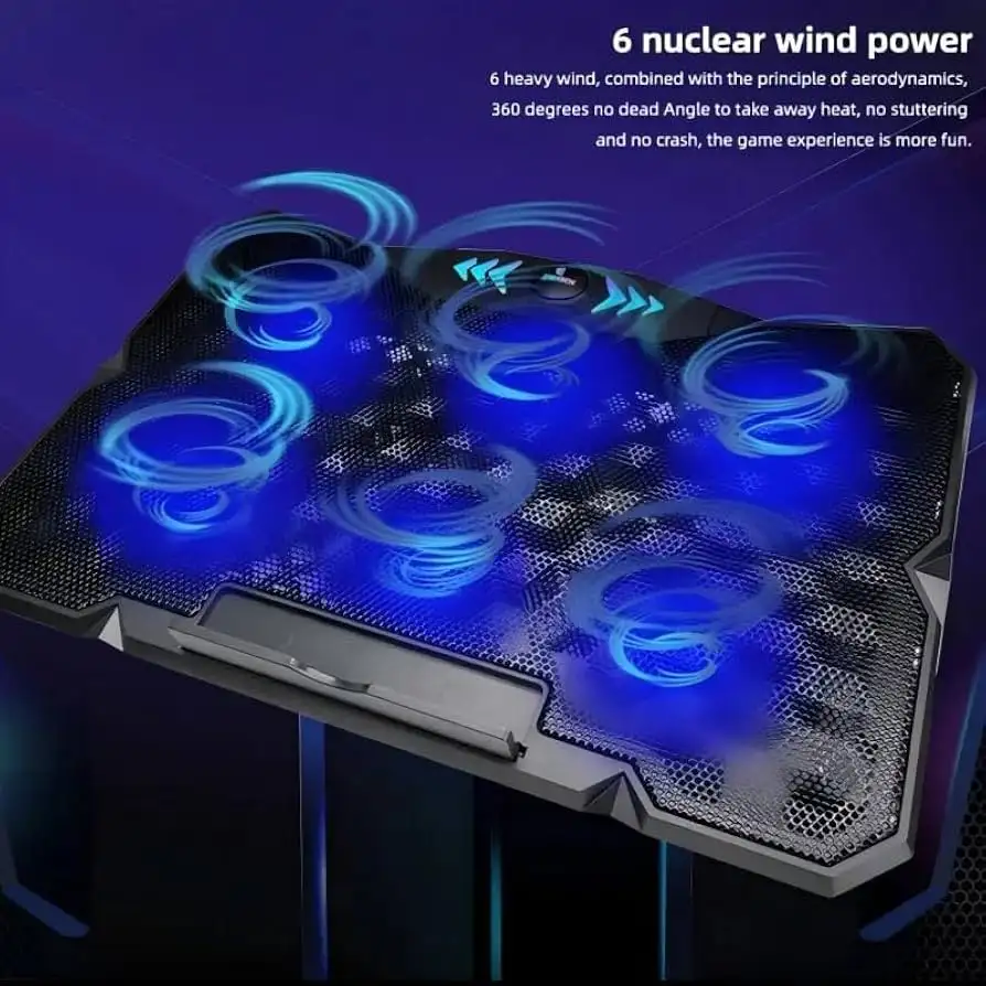 Jertech KL333 6 Fans 2x USB Port Speed Control Support up to 19 Inch Gaming Laptop Cooling Pad قاعدة تبريد لابتوب ب٦ مراوح و تحكم سرعات و ٢ منفذ يو اس بي 3 احصل على أفضل تبريد للابتوب مع قاعدة Jertech KL333 المجهزة بـ 6 مراوح متطورة، تحكم بالسرعات، منافذ USB مزدوجة، وزوايا تعديل ارتقاع مريحة للظهر. تناسب لابتوبات حتى 19 بوصة بأفضل قيمة في مصر!