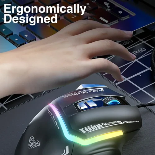 اشتري ماوس الجيمينج الاحترافي AULA S12 Pro بدقة 12800DPI، 8 أزرار قابلة للبرمجة مع زر Fire Button المخصص، وإضاءة RGB. أفضل أداء وسعر اقتصادي للجيمرز في مصر!