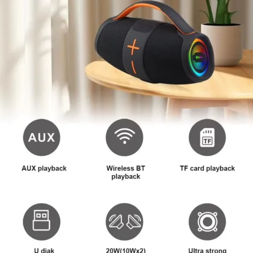 اشتري سماعة Kisonli K13 اللاسلكية بقدرة 20W وبطارية 3600mAh مع إضاءة RGB وباس قوي. أفضل سعر سماعة بلوتوث محمولة في مصر مع توصيل سريع.