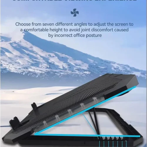 احمِ لابتوبك من الحرارة! اشتري قاعدة تبريد اللابتوب Jertech KL332 بإضاءة RGB جانبية، مروحتين هادئتين مع تحكم بالسرعة، حوامل موبايل و7 مستويات ارتفاع بأفضل سعر في مصر!