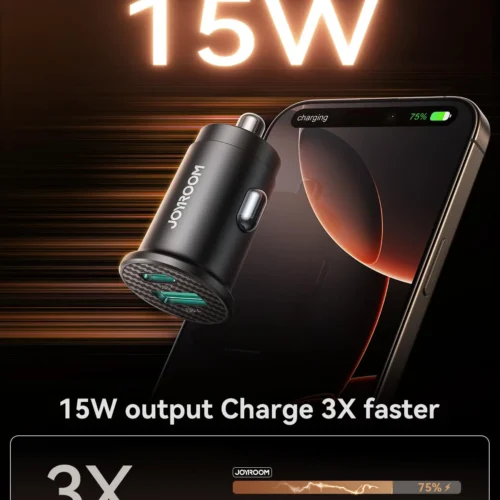 اشتري شاحن السيارة المدمج JOYROOM JR-CCN16 بقدرة 15W بمدخلي USB-C و USB-A. تصميم Mini مخفي وحماية كاملة لشحن جهازين في وقت واحد بأفضل سعر في مصر!