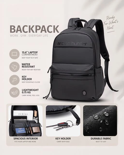 Arctic Hunter B00536 Premium Laptop Backpack Water/Scratch Resistant Daypack شنطة لابتوب فاخرة مقاومة لرذاذ الماء و الخدوش مثالية للإستعمال اليومي 7 شنطة لابتوب Arctic Hunter B00536 مقاس 15.6 بوصة مقاومة للمياه والخدوش. تصميم فاخر وجيوب متعددة للحماية اليومية والتنقل بأفضل سعر في مصر!