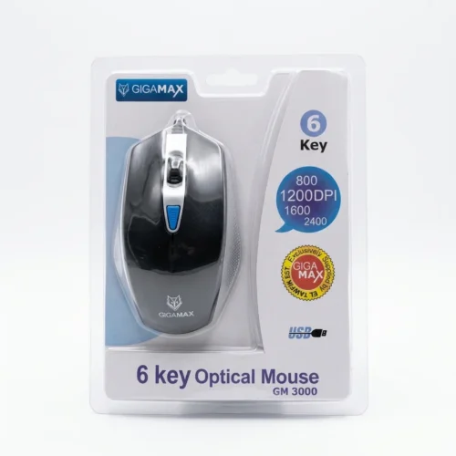 اشتري ماوس جيمنج Gigamax GM3000 بـ 6 أزرار ومستشعر 2400DPI قابل للتعديل. تصميم مريح وسلك 1.8 متر للسيبرات والألعاب والعمل اليومي بأفضل سعر إكسسوارات كمبيوتر في مصر!