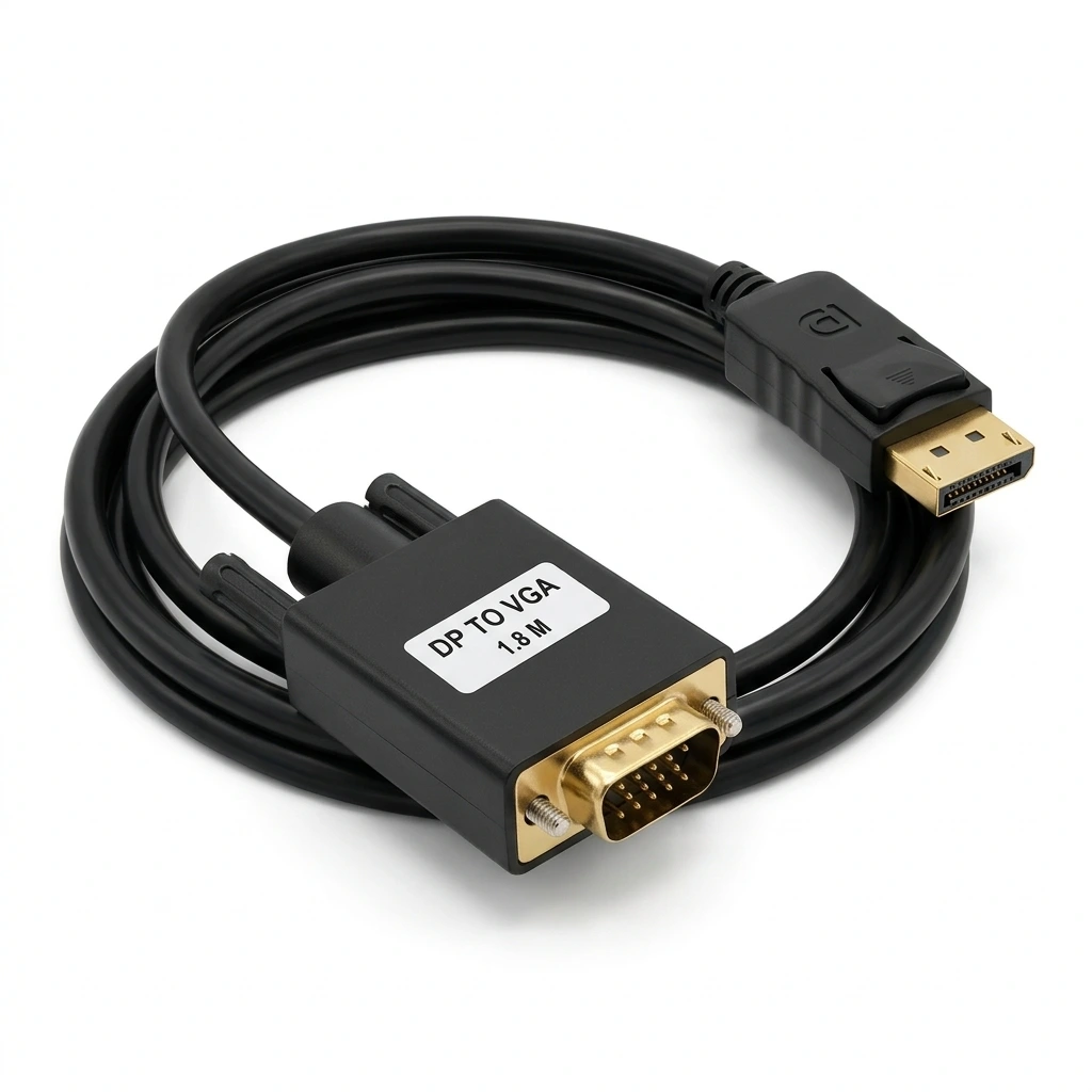 Be-Connected Display to VGA FHD Cable 1.8m Lenght كابل تحويل من دسبلاي إلى فيجا بطول ١.٨ متر 3 قم بتوصيل جهاز الكمبيوتر أو كارت الشاشة بمخرج Display to VGA على أي شاشة أو بروجكتور VGA بسهولة. كابل 2B عالي الجودة بطول 1.8 متر. اطلبه الآن بأفضل سعر في مصر مع ضمان جودة!