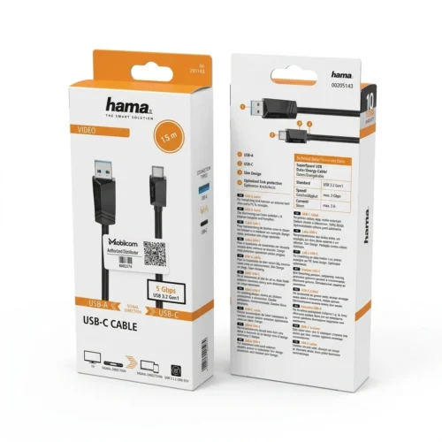 اشتري كابل هاما الألماني Hama 205143 لنقل الفيديو والبيانات الفائقة من USB-C إلى USB-A بطول 1.5 متر في مصر. سرعة 5Gbps، حماية ضد الانكسار، وجودة ألمانية أصيلة!