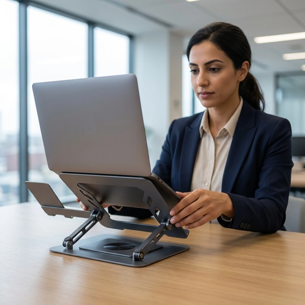 L189 Carbon Steel Laptop Stand With Phone Holder 2x1 ستاند لابتوب و موبايل ٢ في ١ مصنوع من الفولاذ الكربوني 3 L189 Carbon Steel Laptop Stand With Phone Holder 2x1 ستاند لابتوب و موبايل ٢ في ١ مصنوع من الفولاذ الكربوني - الصورة 3