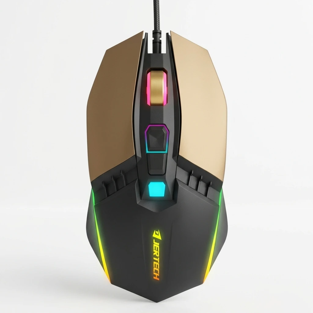 JERTECH JR800 Rumble High Polling Rate 2400DPI With a Metal base USB Wired Gaming Mouse ماوس جيمنج سلكي بمستشعر مطور ٢٤٠٠ دي بي آي بقاعدة معدن 1 اشتري ماوس جيمنج سلكي JERTECH JR800 Rumble في مصر. قاعدة معدنية متينة، إضاءة RGB Chroma، معدل استجابة Polling Rate حتى 1000Hz، ودعم ماكرو للألعاب.