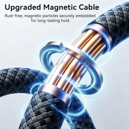 تخلص من تشابك الكابلات! اشتري كابل جويروم JOYROOM S-A65 MagEase ممغنط ذاتي اللف بقدرة 100W للابتوب والموبايل. قماش مضفر وقوة شحن فائقة بأفضل سعر إكسسوارات في مصر!