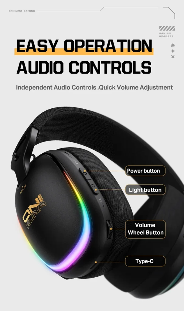 Onikuma GT805 4-Mode RGB Gaming Headset 2.4G Wired + Bluetooth سماعة هيدفون جيمينج إحترافية بتقنية إقتران ثلاثية 19 اشتري سماعة الجيمينج الاحترافية Onikuma GT805 بأربعة أوضاع توصيل (2.4G USB & Type-C + Bluetooth 5.4 + سلكي). بطارية ضخمة 1000mAh تدوم حتى 60 ساعة، مشغلات 50mm، صوت محيطي، ومايك مدمج بأفضل قيمة في مصر!