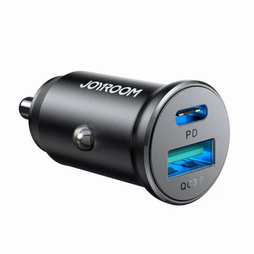 اشتري شاحن سيارة معدني JOYROOM JR-CCN05 بقدرة 30W ومنفذين PD+QC3.0. تصميم مدمج ومقاوم للحرارة لشحن سريع وآمن للهواتف بأفضل سعر في مصر.