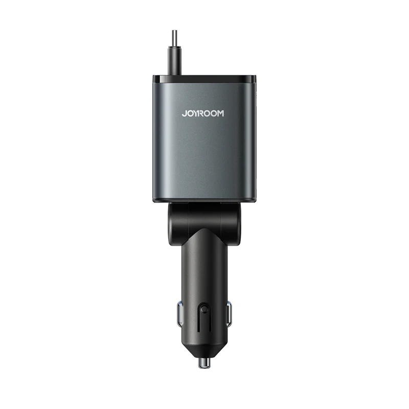 JOYROOM JR-CCL07 3-in-1 Retractable Type-C Cable Ultra-Slim 60W Car Charger شاحن سيارة بكابل تايب سي قابللاللسحب بقدرة ٦٠ واط و منافذ متعدده 2 اشحن اللابتوب والموبايل في عربيتك بقدرة 60W! اشتري شاحن السيارة الذكي JOYROOM JR-CCL07 بكابل تايب سي 45W قابل للسحب ومنافذ متعددة بأفضل سعر إكسسوارات سيارات في مصر!