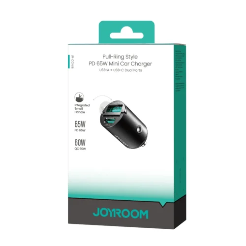 احصل على أسرع شاحن سيارة مدمج JOYROOM JR-CCN18 بقدرة 65W وشحن سريع لجهازين في نفس الوقت (USB-C PPS + USB-A). تصميم Mini بتصنيع معدني وحلقة سحب ذكية بأعلى قيمة في مصر!