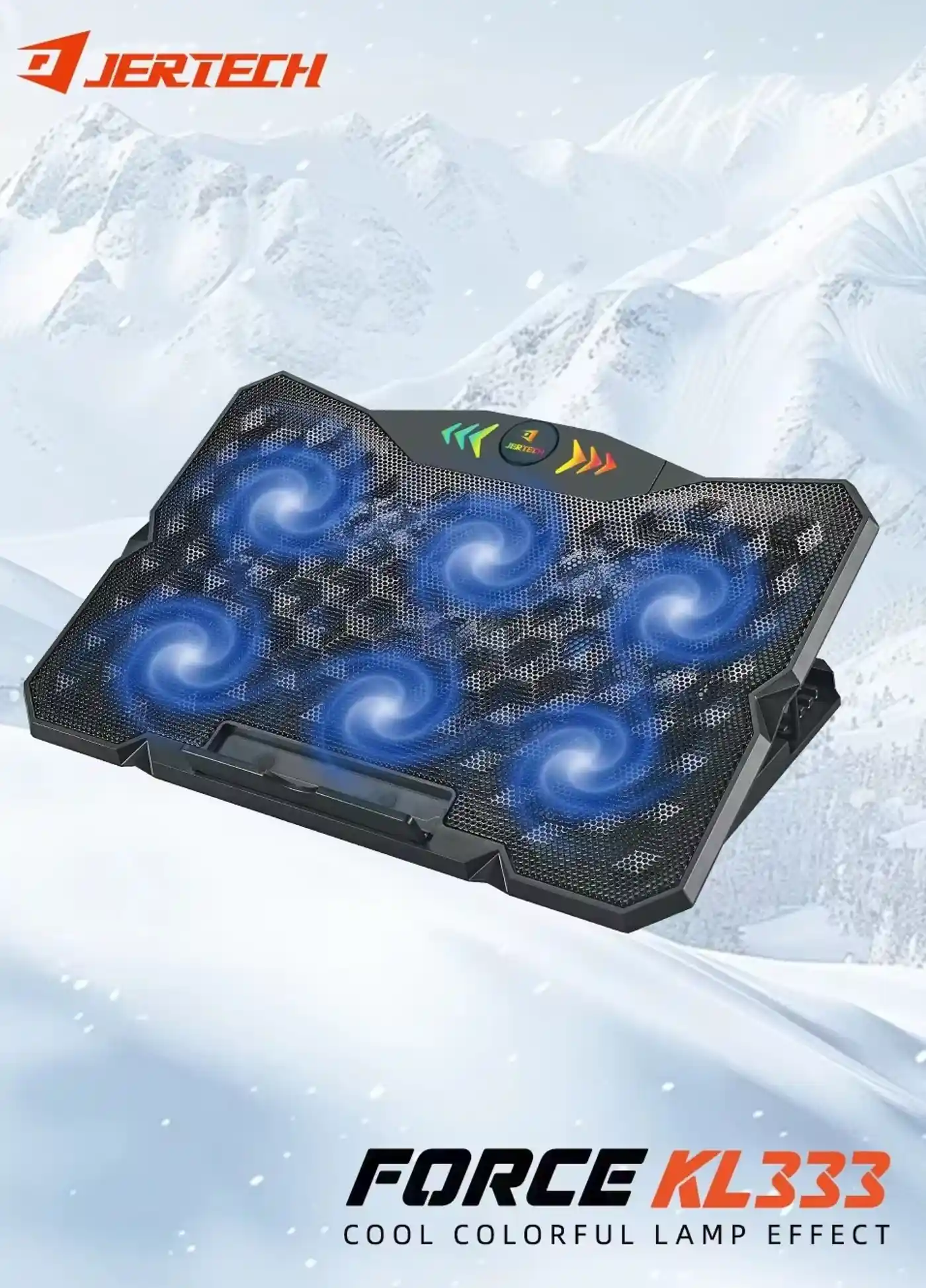 Jertech KL333 6 Fans 2x USB Port Speed Control Support up to 19 Inch Gaming Laptop Cooling Pad قاعدة تبريد لابتوب ب٦ مراوح و تحكم سرعات و ٢ منفذ يو اس بي 2 احصل على أفضل تبريد للابتوب مع قاعدة Jertech KL333 المجهزة بـ 6 مراوح متطورة، تحكم بالسرعات، منافذ USB مزدوجة، وزوايا تعديل ارتقاع مريحة للظهر. تناسب لابتوبات حتى 19 بوصة بأفضل قيمة في مصر!
