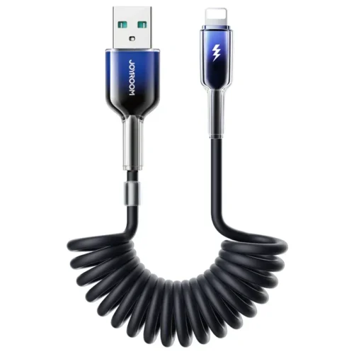 اشتري كابل Joyroom S-A43 الحلزوني للآيفون (1.5 متر). شحن سريع 3A، خامات TPU مقاومة للقطع، مثالي للسيارة والمكتب بدون فوضى أسلاك. اطلبه الآن بأفضل سعر في مصر!