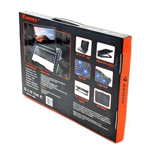 احصل على أفضل تبريد للابتوب مع قاعدة Jertech KL333 المجهزة بـ 6 مراوح متطورة، تحكم بالسرعات، منافذ USB مزدوجة، وزوايا تعديل ارتقاع مريحة للظهر. تناسب لابتوبات حتى 19 بوصة بأفضل قيمة في مصر!