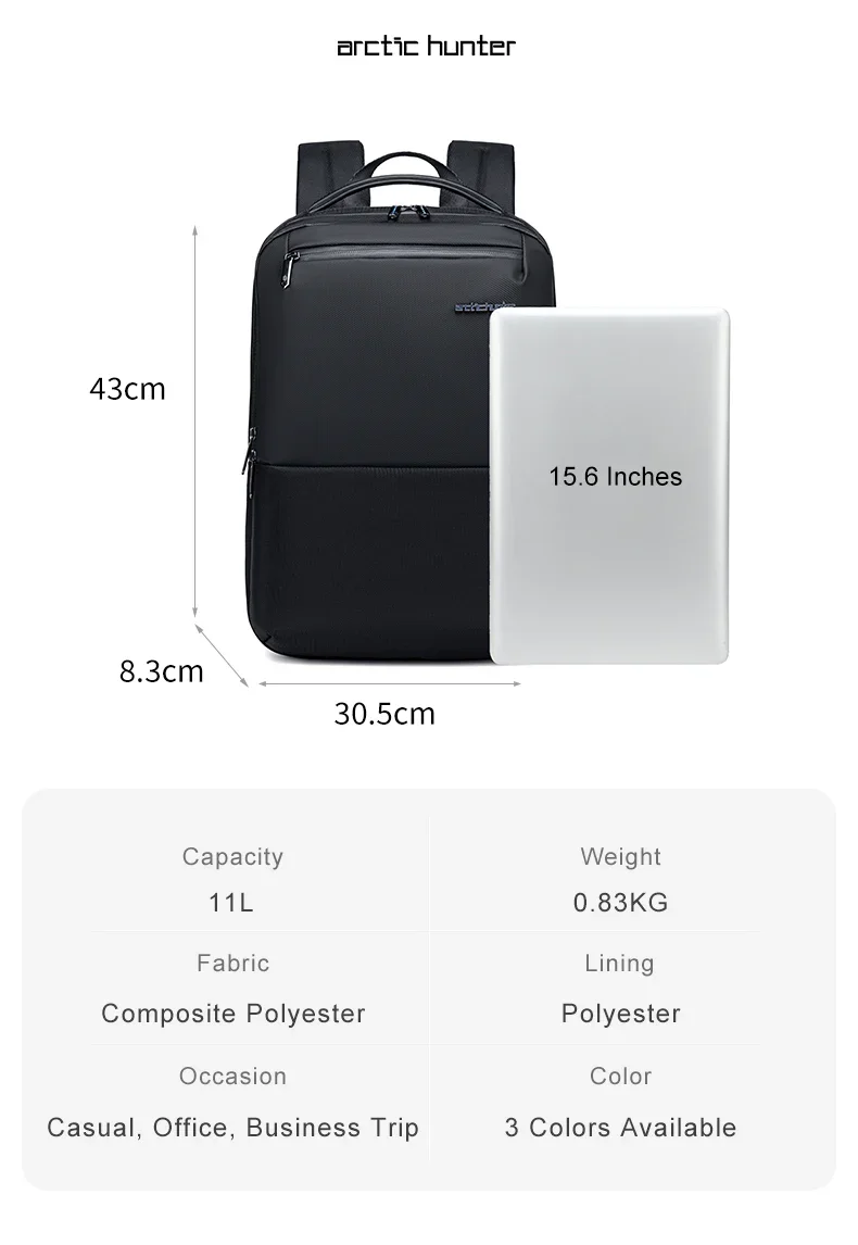 Arctic Hunter B00681 Premium Waterproof Laptop Backpack for 15.6 inch Laptop شنطة لابتوب فاخرة مقاومة لذاذ الماء تناسب جميع المهام 7 شنطة لابتوب فاخرة مقاومة لذاذ الماء تناسب جميع المهام
