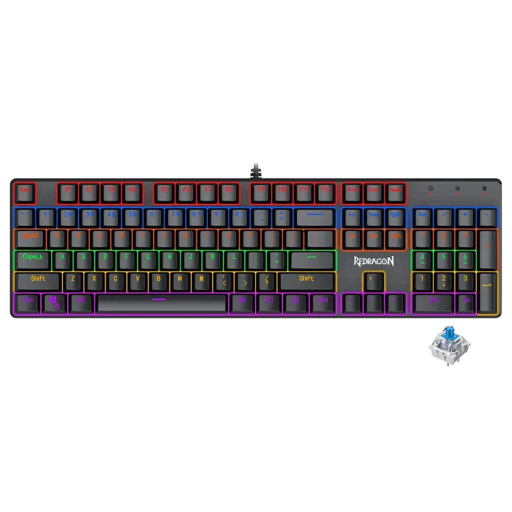 Redragon K608-R Valheim Rainbow USB Wired Blue Switch Mechanical Gaming Keyboard كيبورد جيمينج ميكانيكال سويتش أزرق ريدراجون 1 اشتري كيبورد جيمينج ميكانيكية Redragon K608-R Valheim بالحجم الكامل (104 زر). سويتش أزرق استجابة سريعة، إضاءة Rainbow، ودعم Hot-Swap. احصل عليها بأفضل سعر في مصر!