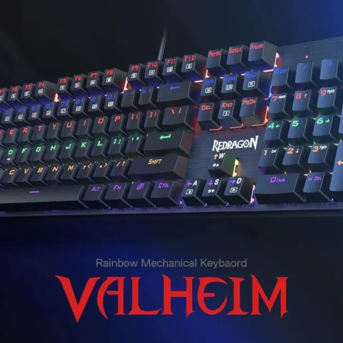 اشتري كيبورد جيمينج ميكانيكية Redragon K608-R Valheim بالحجم الكامل (104 زر). سويتش أزرق استجابة سريعة، إضاءة Rainbow، ودعم Hot-Swap. احصل عليها بأفضل سعر في مصر!