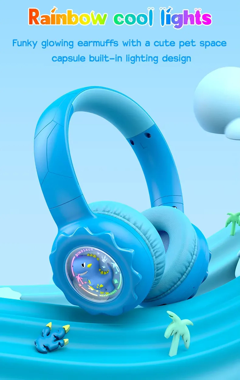 Onikuma B30 Little Dinosaur Ear Wireless Headset with 85dB Kids Ear Protection سماعة هيدفون وايرلس لسن البراعم خفيفة و مريحة للآذن 11 اشتري سماعة الألعاب والدراسة للأطفال Onikuma B30 بتصميم الديناصور الممتع. حماية كاملة للسمع بمستوى أمان 85dB، توصيل بلوتوث 5.4 وسلكي، وبطارية تدوم 10 ساعات. اطلبها بأفضل سعر في مصر!