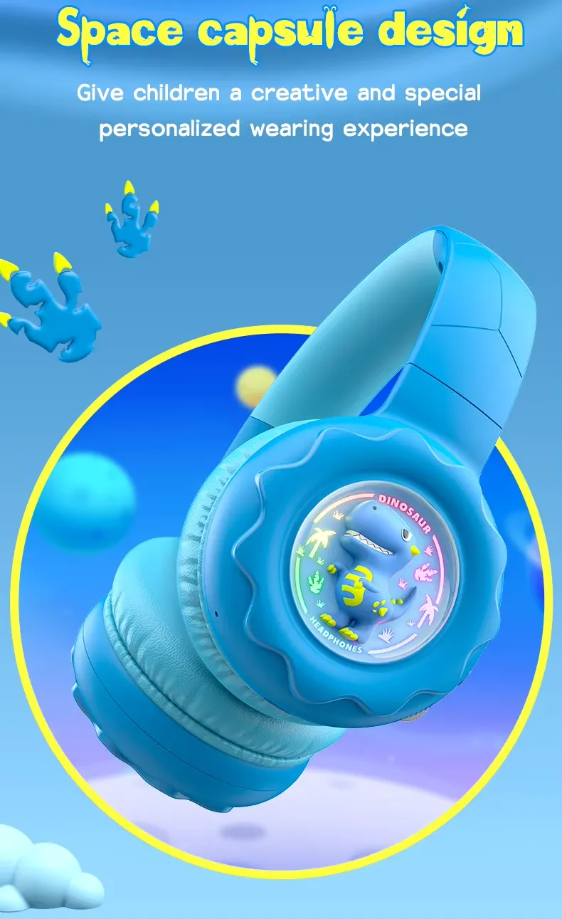 Onikuma B30 Little Dinosaur Ear Wireless Headset with 85dB Kids Ear Protection سماعة هيدفون وايرلس لسن البراعم خفيفة و مريحة للآذن 10 اشتري سماعة الألعاب والدراسة للأطفال Onikuma B30 بتصميم الديناصور الممتع. حماية كاملة للسمع بمستوى أمان 85dB، توصيل بلوتوث 5.4 وسلكي، وبطارية تدوم 10 ساعات. اطلبها بأفضل سعر في مصر!