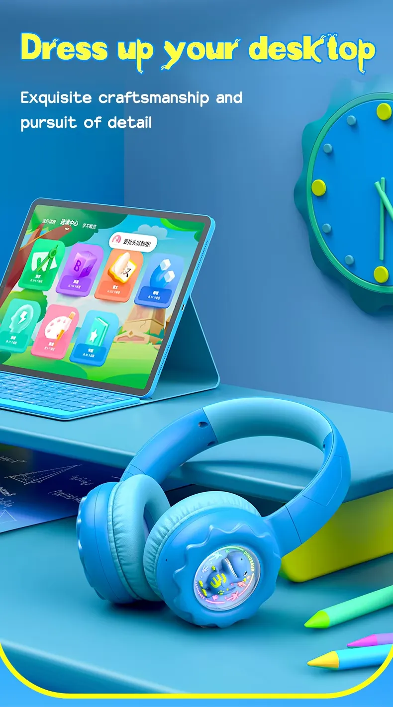 Onikuma B30 Little Dinosaur Ear Wireless Headset with 85dB Kids Ear Protection سماعة هيدفون وايرلس لسن البراعم خفيفة و مريحة للآذن 19 اشتري سماعة الألعاب والدراسة للأطفال Onikuma B30 بتصميم الديناصور الممتع. حماية كاملة للسمع بمستوى أمان 85dB، توصيل بلوتوث 5.4 وسلكي، وبطارية تدوم 10 ساعات. اطلبها بأفضل سعر في مصر!