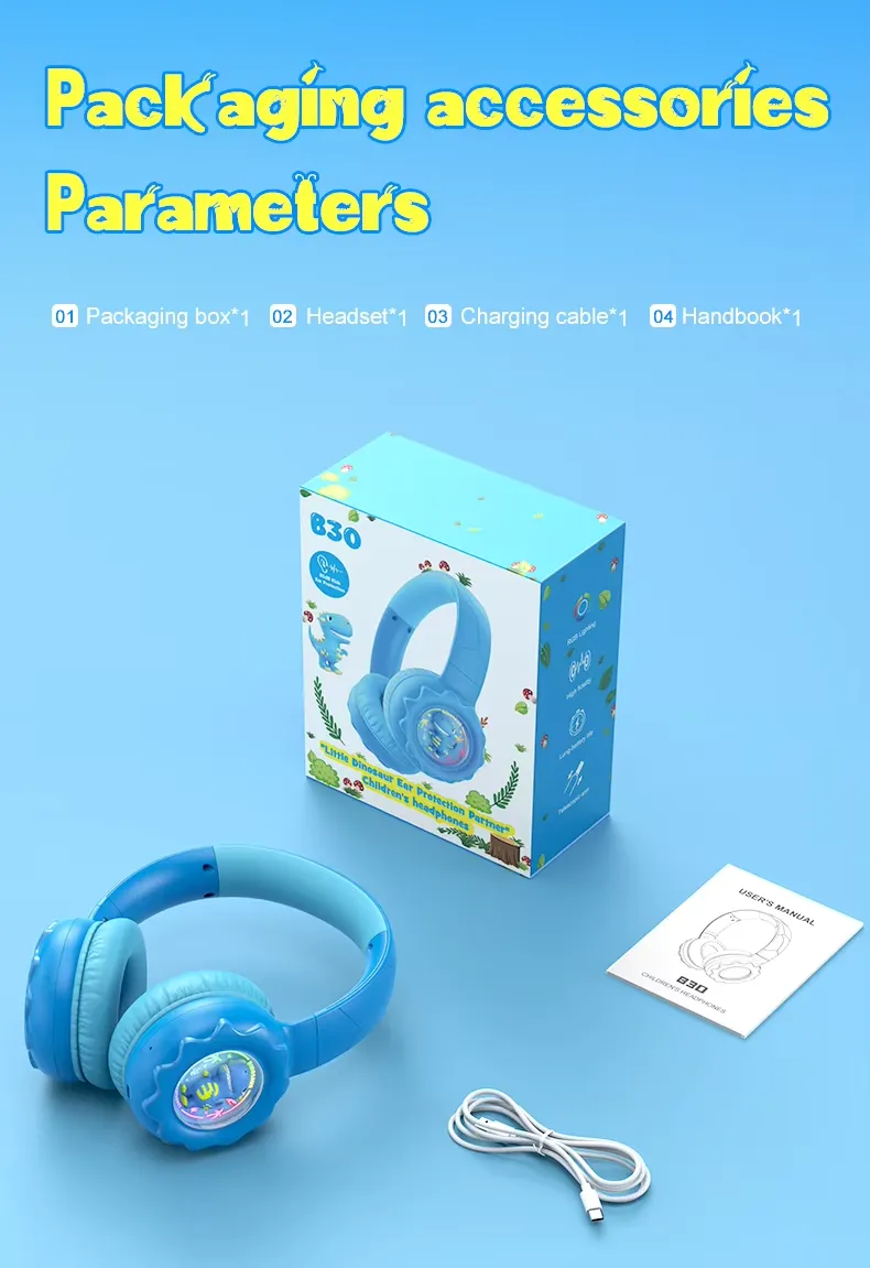 Onikuma B30 Little Dinosaur Ear Wireless Headset with 85dB Kids Ear Protection سماعة هيدفون وايرلس لسن البراعم خفيفة و مريحة للآذن 20 اشتري سماعة الألعاب والدراسة للأطفال Onikuma B30 بتصميم الديناصور الممتع. حماية كاملة للسمع بمستوى أمان 85dB، توصيل بلوتوث 5.4 وسلكي، وبطارية تدوم 10 ساعات. اطلبها بأفضل سعر في مصر!