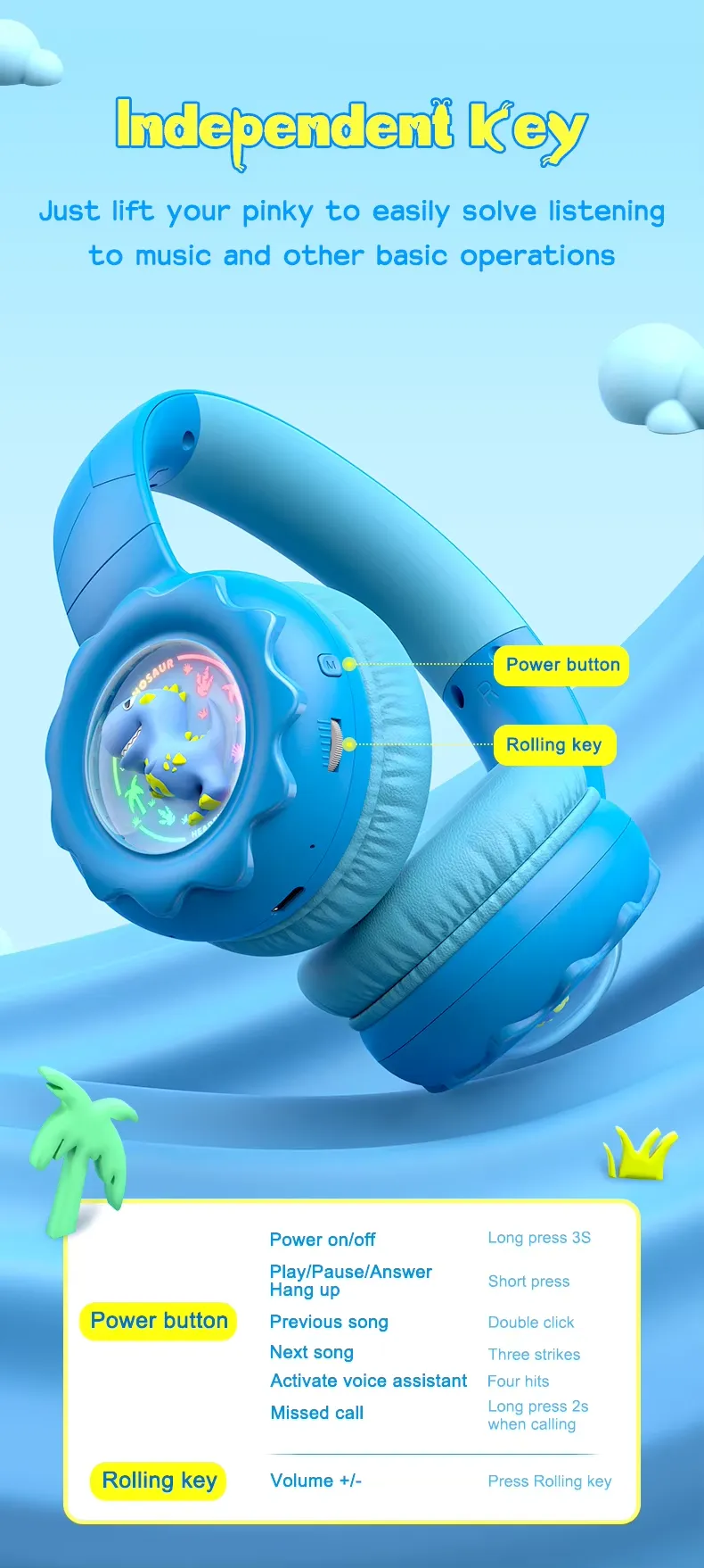 Onikuma B30 Little Dinosaur Ear Wireless Headset with 85dB Kids Ear Protection سماعة هيدفون وايرلس لسن البراعم خفيفة و مريحة للآذن 18 اشتري سماعة الألعاب والدراسة للأطفال Onikuma B30 بتصميم الديناصور الممتع. حماية كاملة للسمع بمستوى أمان 85dB، توصيل بلوتوث 5.4 وسلكي، وبطارية تدوم 10 ساعات. اطلبها بأفضل سعر في مصر!