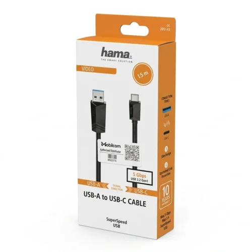 اشتري كابل هاما الألماني Hama 205143 لنقل الفيديو والبيانات الفائقة من USB-C إلى USB-A بطول 1.5 متر في مصر. سرعة 5Gbps، حماية ضد الانكسار، وجودة ألمانية أصيلة!