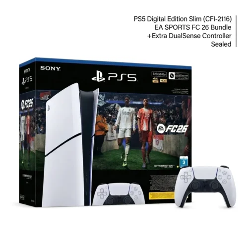 Home 18 اشتري جهاز Sony PlayStation 5 Digital Edition العرض الضخم: لعبة EA SPORTS FC 26 + ذراع سوني DualSense أصلي إضافي مجاناً! سرعة SSD فائقة ودقة 4K. احصل عليه بأفضل سعر في مصر.